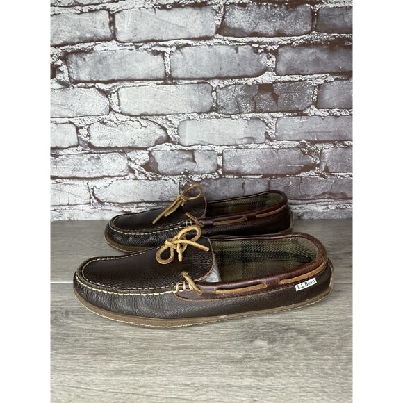 L.L. Bean Pebble Brown Leather Moccasin Slip On Loafers Shoes Men Sz 10M US/43EU - Picture 16 of 16